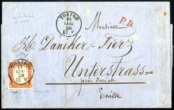 1855/1858, lettera spedita da Torino il 19.7.1858 per Unterstrass ...