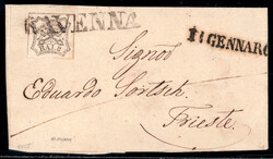 1855, lettera del 11.1.1855 da Ravenna a Trieste, affrancata per il ...
