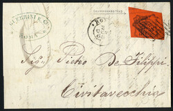 1867, una lettera, un grande frammento, tre frammenti e due valori 10 ...