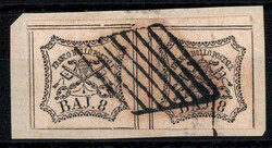 1852, 8 b. bianco coppia con interspazio di gruppo su frammento, Sass ...