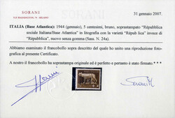 1944, soprastampa su Imperiale "Repubblica sociale Italiana Base ...