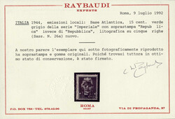 1944, soprastampa su Imperiale "Repubblica sociale Italiana Base ...
