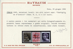 1945, serie di 12 valori (manca solo l´una l. su 20 c. rosa), nuovi ...