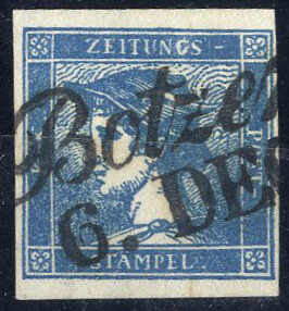 Lot 2196 - europe austria newspaper stamps 1851 -  Viennafil Auktionen 97th Public Auction Golden Heritage: Austrian Rarities & European Treasures Auction