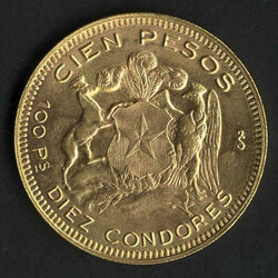 100 Pesos, 1946, Gold, Fein 18,3 Gr., Y 49a, KM 175, stfr ...