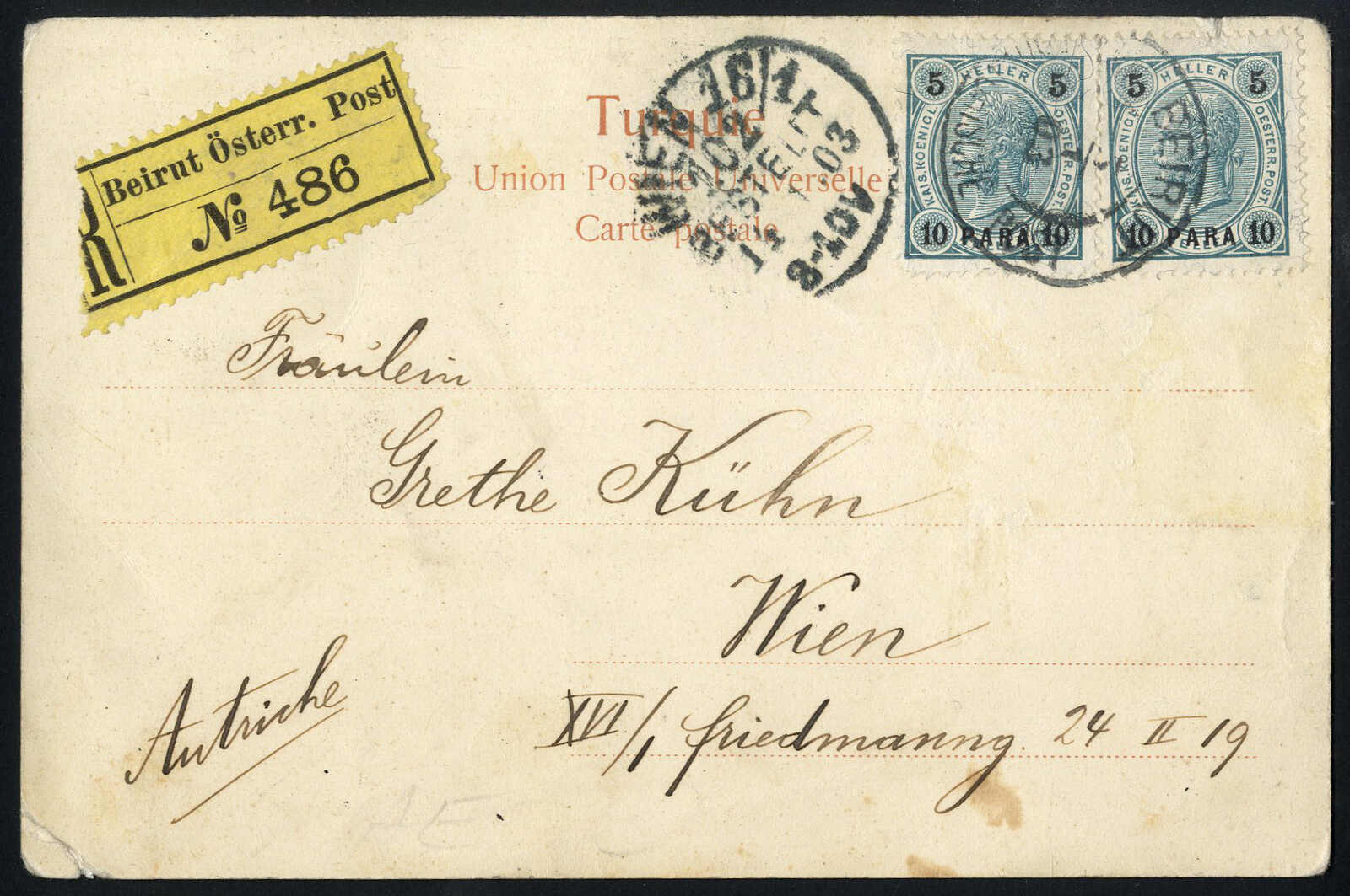 Lot 704 - other countries Holy Land Austrian Levant Post Offices -  Viennafil Auktionen 97th Public Auction Golden Heritage: Austrian Rarities & European Treasures Auction