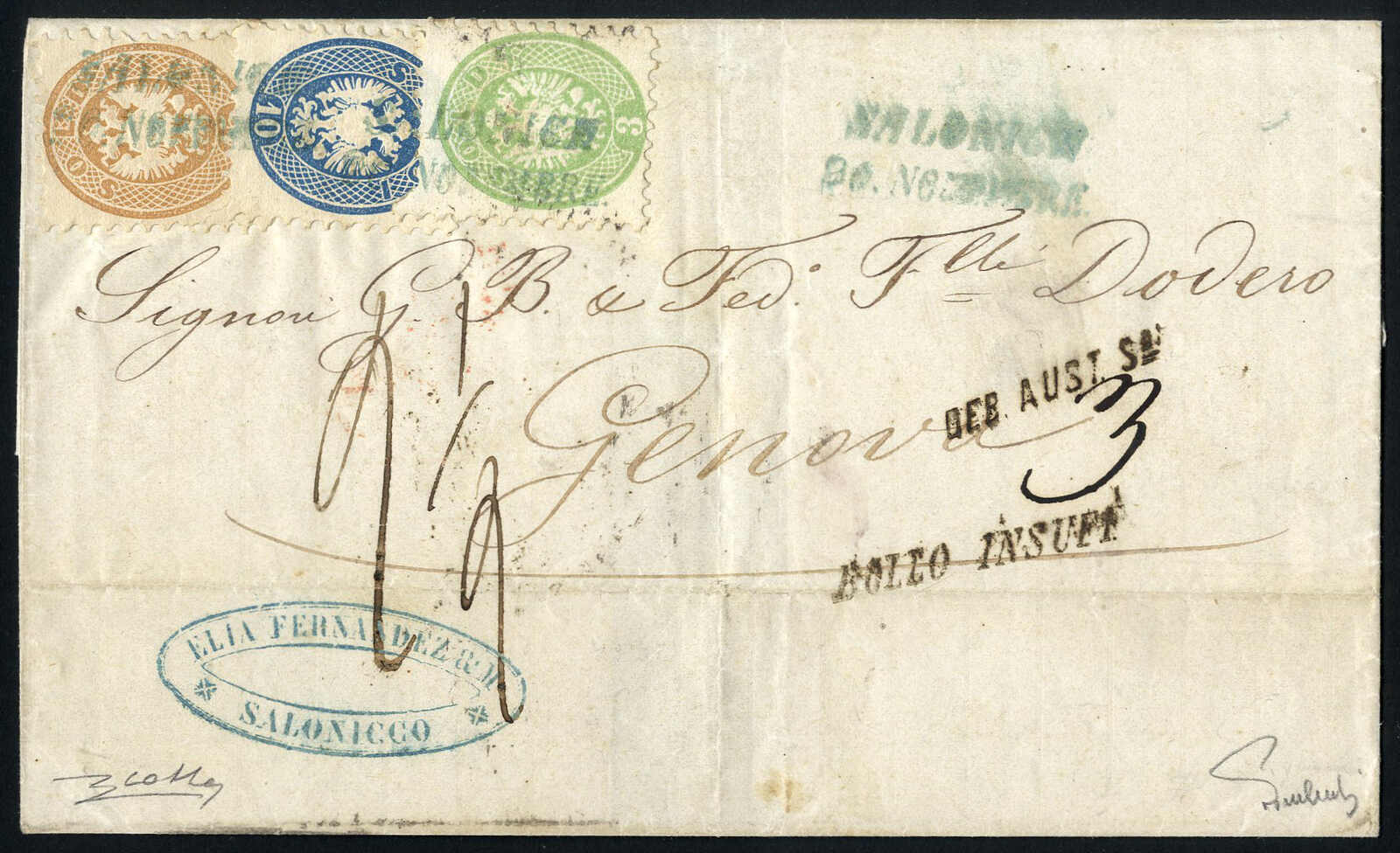 Lot 628 - europe Greece Austrian Levant Post Offices -  Viennafil Auktionen 97th Public Auction Golden Heritage: Austrian Rarities & European Treasures Auction