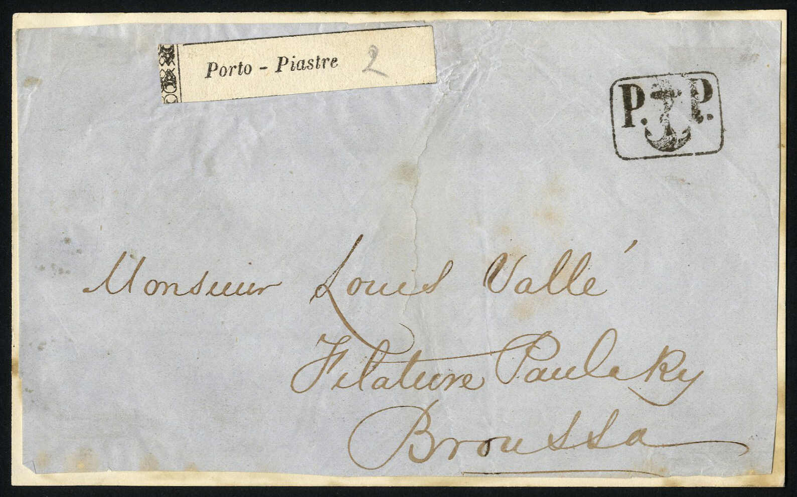 1860, Briefvorderseite (ca. 1860) von ISTAMBUL nach Broussa (Bursa), ...