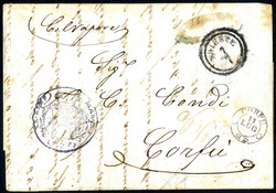 1851/59, Brief vom 23.3.1859 von Triest nach Corfu, frankiert mit 15 ...