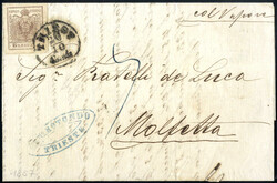 1855/57: zwei Briefe von Triest ins Königreich Neapel, frankiert mit ...