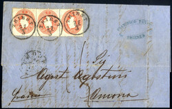1861, Lot mit zwei Briefen von Triest nach Ancona gemäß dem ...