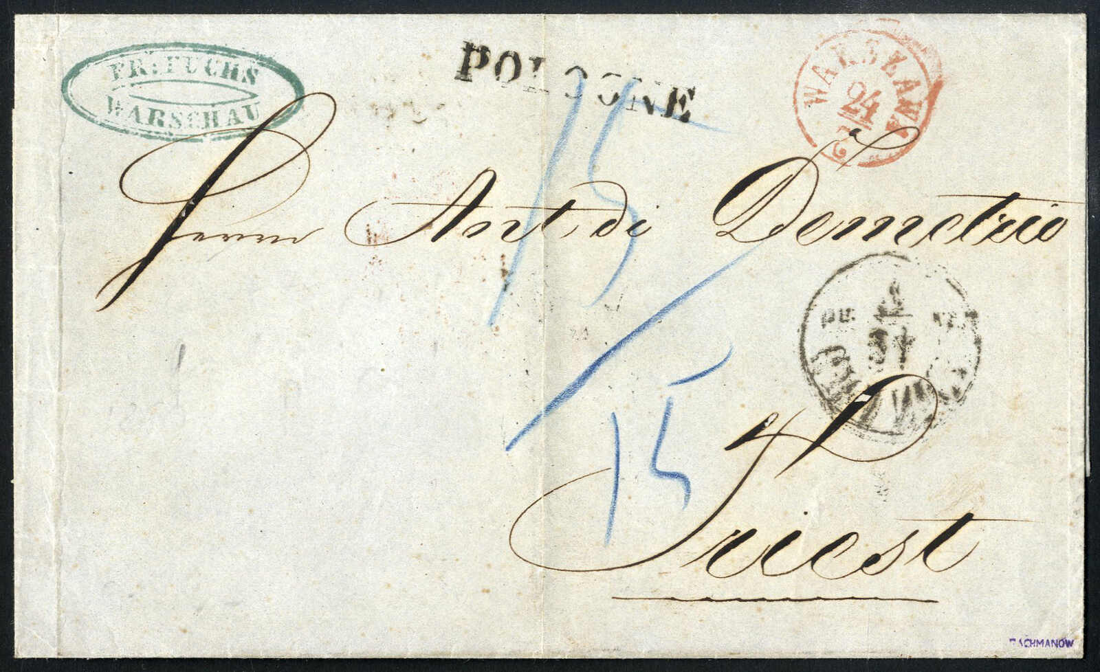 1860, Brief von Warschau am 24.7. nach Triest über Granica ...