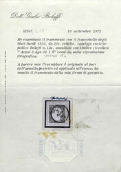 1855, quattro valori da 20 c. cobalto chiaro, cobalto latteo chiaro, ...