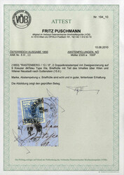 Rastenberg 13.8.1853., RDb-f 100 P. auf Brief nach Guttenstein ...