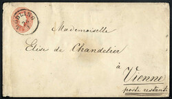 Mödling, RS-f 4 P. auf Ganzsachenbrief zu 5 kr. rot und ...