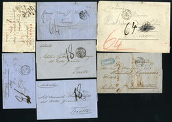 Frankreich 1847/74 ca.. Lot mit 12 unfrankierten Briefen aus ...