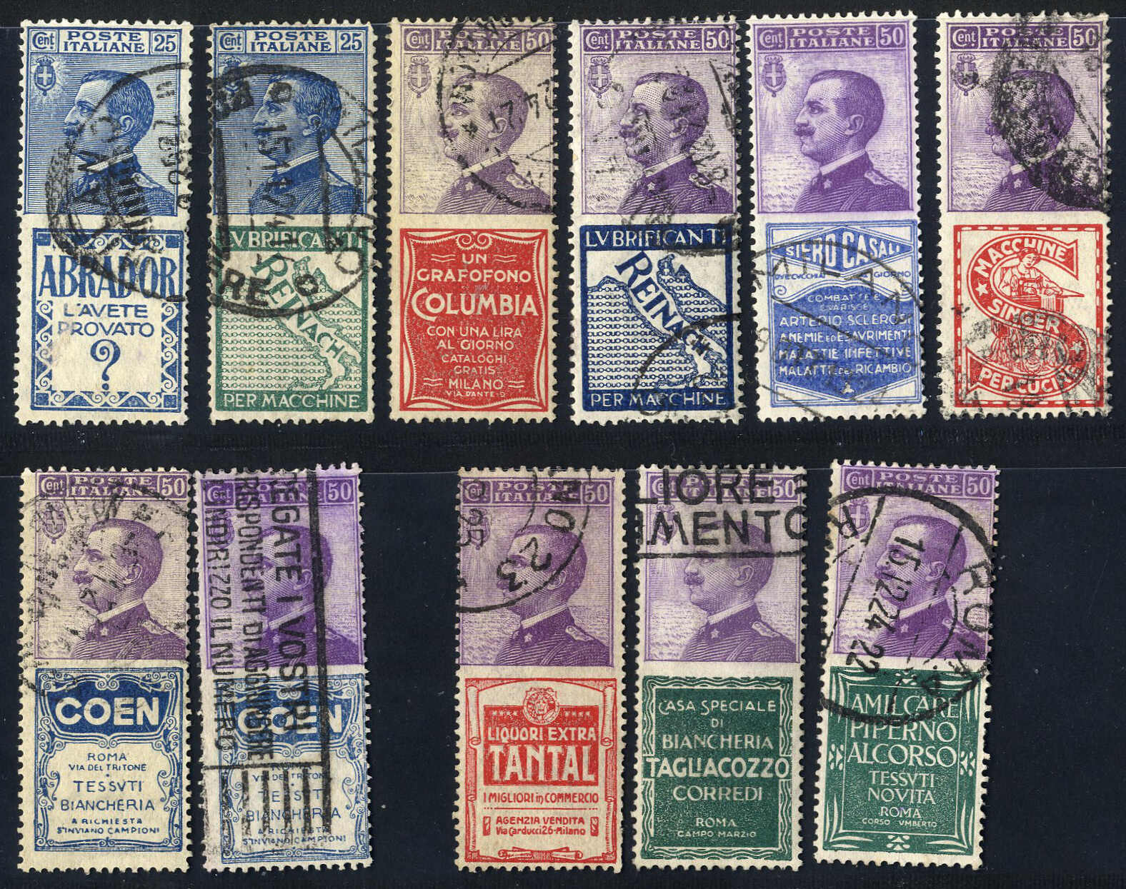 Lot 905 - europe Italian Reign Advertising Combination -  Viennafil Auktionen 97th Public Auction Golden Heritage: Austrian Rarities & European Treasures Auction