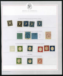 Sardegna 1851/63 ca., tre pagine con oltre 40 francobolli nuovi ed ...
