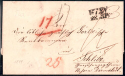 Wien 1849, Brief von Wien am 29.9. nach Schlitz (Hessen) taxiert 12/8 ...