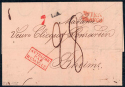 WIEN/FRANCO 1835, Brief von WIEN/FRANCO rot (Grenzfranko) am 29.8. ...