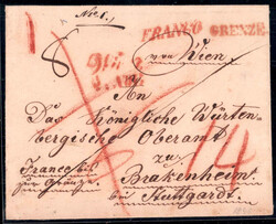 Wien 1841, Grenzfrankobrief aus Wien vom 2.11. nach Brackenheim / ...
