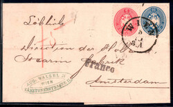 1865, Brief von Wien am 6.10. nach Amsterdam (Niederlande) frankiert ...
