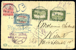 1918, Ansichtskarte von Budapest am 4.7. nach Wien befördert mit ...