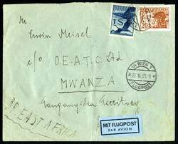 1935, Luftpost-Brief von Wien vom 27.6. über Fluglinie ...