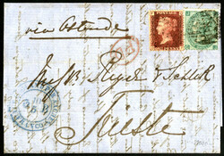 1866, Brief aus London am 9.5. über "Aus England per Aachen Franco 3 ...