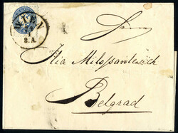 1864 ca., Brief von Wien am 24.1. nach Belgrad (Serbien) frankiert ...
