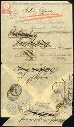 1874, Brief frankiert mit 5 Kr. von Nemet-Ujvar nach Klosterneuburg ...