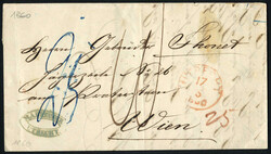 1860, Grenzfranko-Brief von Utrecht am 17.5. nach Wien, taxiert 25 ...