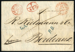 Triest 1848, Frankobrief von Triest am 29.6. über Basel nach ...