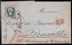 Wien 1869, Brief von Wien am 22.3. nach Brüssel (Belgien) frankiert ...