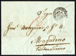 Triest 1850, Brief von "RECOMANDIRT TRIEST" am 16.10. nach Magadino ...