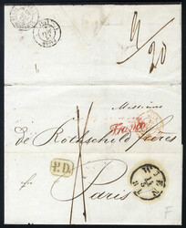 Wien 1855, Trauer-Brief aus Wien am 14.5. "Franco" rot nach Paris ...