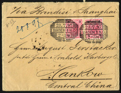 Baden 1897, Brief von Baden 1 am 23.7. über Brindisi, Shanghai und ...
