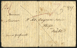 Wien 1834, Brief aus "WIEN / FRANCO" rot vom 25.9. über Berlin nach ...