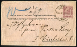 1893/1916, 9 Belege mit Rohrpost befördert, ein Brief, 4 ...