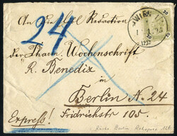 1895/1909, drei Belege express pneumatisch in Berlin befördert, ...