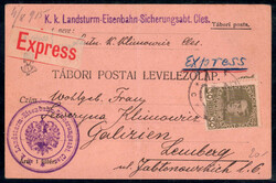 Cles 1915, Karte aus Cles am 4.8. nach Lemberg frankiert mit Franz ...
