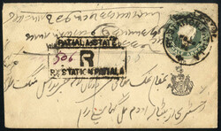 1895, registered Indian postal stationary half anna with black ...