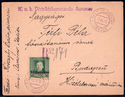1918, raccomandata del 8.8.1918 dal K.u.k. Distriktkommando Auronzo ...