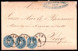 1864, Brief der zweiten Gewichtsstufe vom 9.5.1864 von Graz nach Prag ...