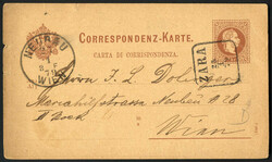 LESINA, 8/7, zwei Correspondenzkarten 2 Kr. braun Dt.-Ital. mit ...
