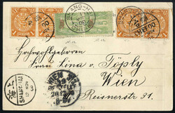 1900, China, Postkarte vom 12.11.1900 von Shanghai nach Wien, ...