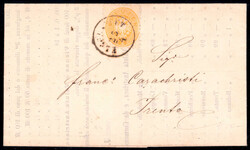 Klagenfurt 1865, Drucksache vom 22.4.1865 von Klagenfurt nach Trient, ...