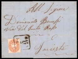 1864, Brief vom 27.3.186.. von Zara mit dem österr. Lloyd nach ...