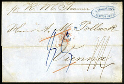 1862, Argentinien, Portobrief von Buenos Aires mit "pr. R.M.Steamer" ...