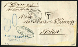 Brasilien 1877, Portobrief aus Ceara 9.7. über Pernambuco nach ...